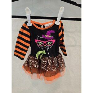 Baby Halloween Outfit 0-3M By Rare Editions With Black Cat & Witch Hat Design Or